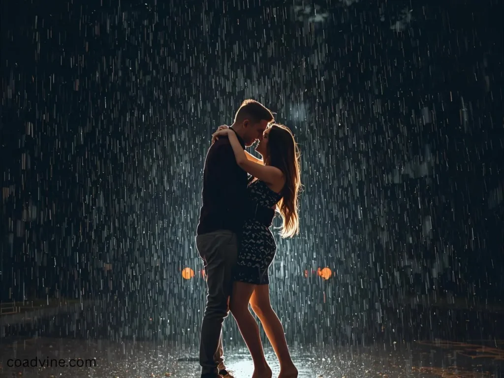 Couple Romantic Dancing in the Rain Quotes