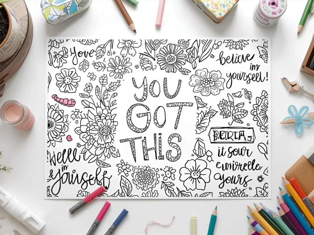 Motivational Coloring Page Quotes